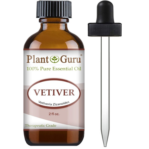Vetiver Essential Oil 2 oz 100% Pure Undiluted Therapeutic Grade for Skin, Body. Perfect for Aromatherapy Diffuser.