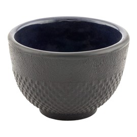 Tetsubin 5 Ounce Cast Iron Tea Cups, Set Of 2 Hobnail Black Tea Cups - Enamel Coated Interior, Durable, Black Cast Iron Asian Tea Cups, For Homes or Restaurants, Corrosion-Resistant - Restaurantware