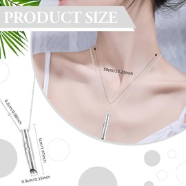 TamBee Breathing Necklace Stress Relief Mindful Necklace Anxiety Whistle Breathlace for Anxiety Relief Meditation Yoga Symbol Breathlace, Gift for Women Men (Silver)