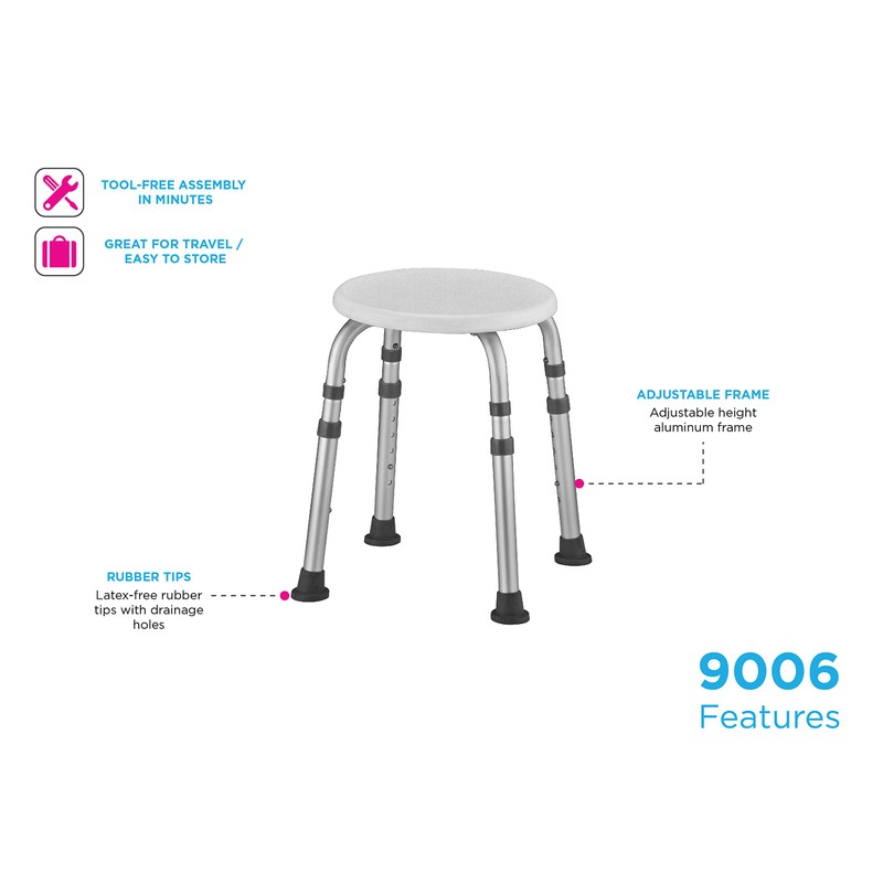 NOVA Medical Products Bath Stool White 1 Count (Pack of
