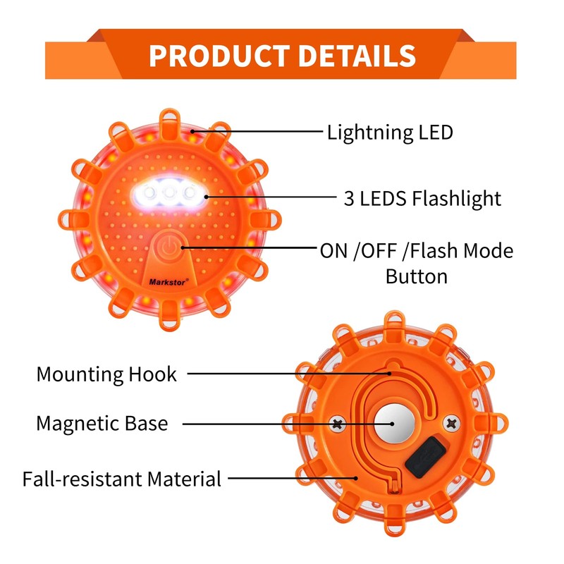 Markstor Led Road Flares 6 Pack LED Flares Emergency Kit,