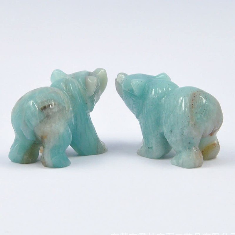HLbshi Hand Carved Gemstone Crystal Bear Figurine Animal Statue Carving