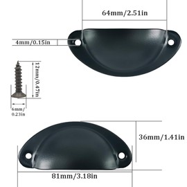 CEEYSEE 12 Pieces Furniture Handles 81mm x 35mm Knobs for Furniture Vintage Kitchen Drawer Handles Bowl Semicircle Pull with Screws for Door Cabinet (YLSHS)