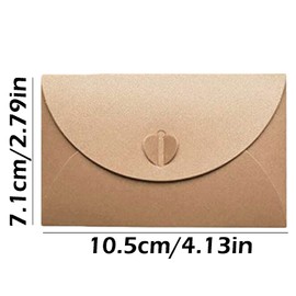 Pack of 50 Kraft Paper Envelopes, Vintage Envelopes with Blank Kraft Paper, Heart Envelopes, Mini Envelope, Used for Postcards, Gift Cards (Brown)