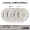Tabletops Gallery Embossed Bone White Porcelain Round Dinnerware Collection- Chip