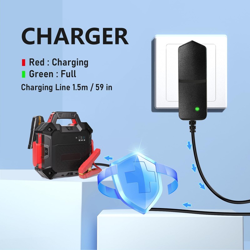 DC 15V 1A Charger for Car Jump Starter Power Supply