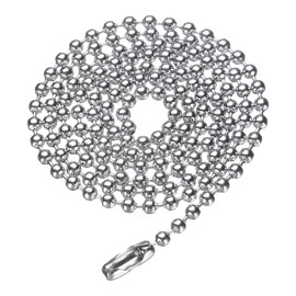 HARFINGTON Stainless Steel Ball Chain 3.0mm 27.6" Length 316L Round Bead Necklace Dog Tag Pull Chains with Connectors Clasps for Men Women Jewelry Making Bracelets Keychain, Silver