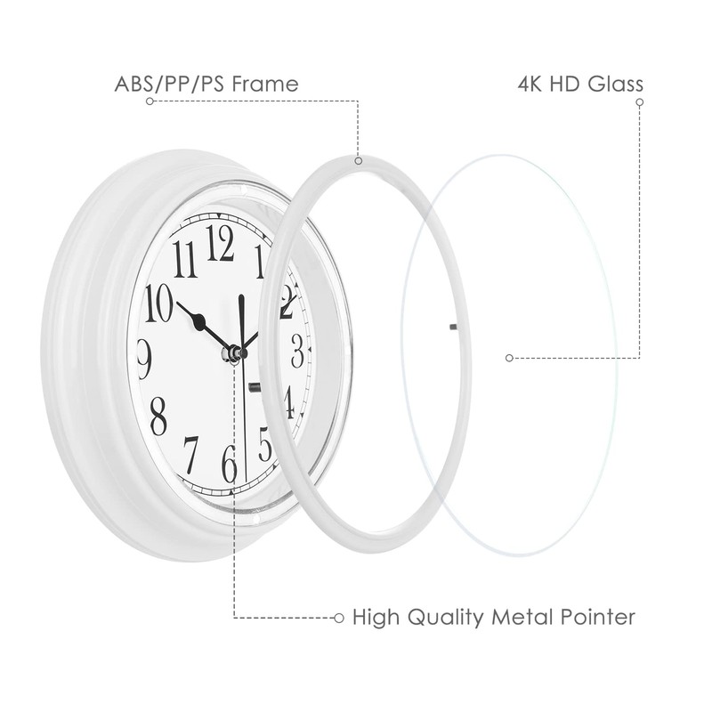 Topkey Silent Wall Clock Kitchen 9 Inch Retro Non-Ticking Decorative