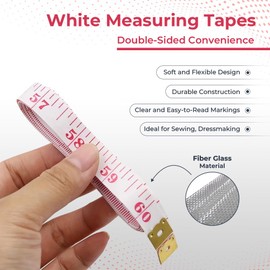 12x Dual Sided Measuring Tape Sewing 150cm (60 inches) Tailors Tape Perfect to Measure Body & waist Durable and Flexible Fiber Glass Material with Inches & CM's (12 Pack)