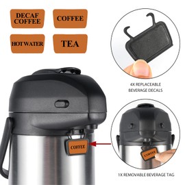 Heritage66 Advanced Thermal Coffee Carafe -Triple Wall Vacuum Insulated Flask- Thermos Keeping Beverages Hot for 12 Hours /24 Hours Cold Tea, Water, and Coffee Dispenser (3 Liter / 101 Oz)