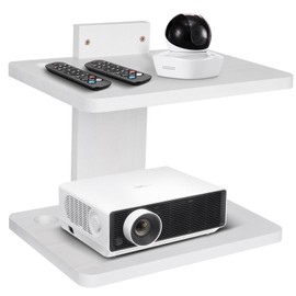 BEARUT Small Mini Projector Shelf/Projector Wall Mount Floating Shelf/Router Shelf/Modem Cable Box Shelf/Projector Rack Holder/Projector Mount by Solid Wood White2