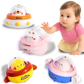 KIDS KING 4PCS Animal Press to Go Car Toys for Toddlers 1-3, Push Go Friction Car Toys for 6-18 Months Baby, Animal Space Racing Cars, Infant Play Vehicle Set, Birthday Gifts for 1 Year Old Girl & Boy