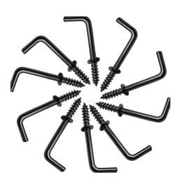 Biaungdo 100 Pack 3/4" L Hooks, Black Screw in Hooks Small L Shaped Hooks Right Angle Screw Hooks 7 Shape Hook Mini Self Tapping Screw Hooks Tiny Metal Screw Hooks for Hanging