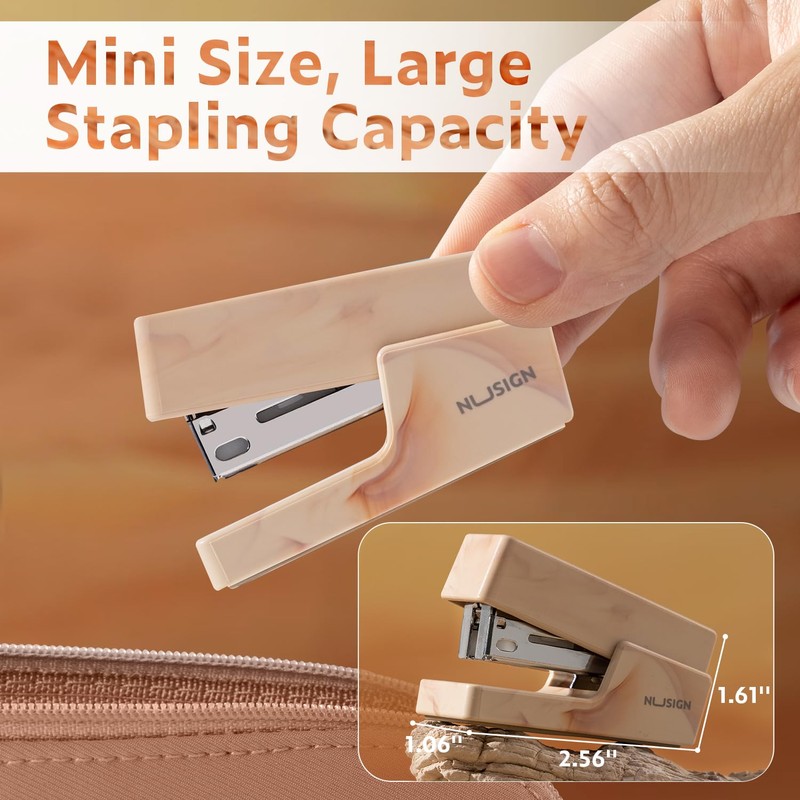 NUSIGN Mini Stapler with 830 Staples, Small Cute Desk Staplers,