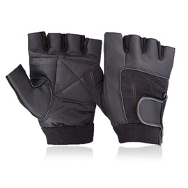WEIGHT LIFTING PADDED LEATHER GLOVES - W035 - FITNESS TRAINING BODY BUILDING GYM SPORTS & WHEEL CHAIR USE SIZE (MEDIUM)