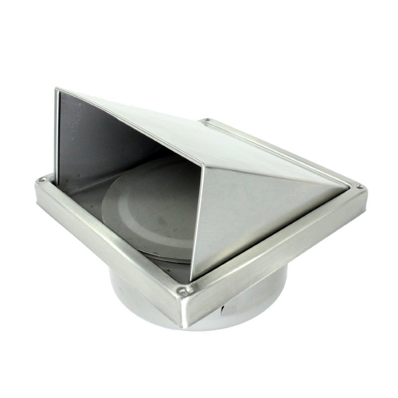 Spares2go Stainless Steel Cowled External Extractor Wall Vent Outlet with