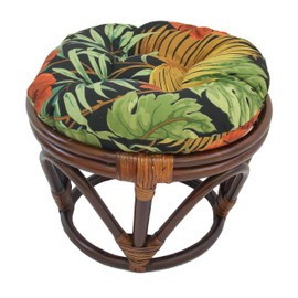 Blazing Needles Round Patterned Spun Polyester Tufted Footstool Cushion, 18", Tropique Raven