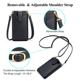 Small Crossbody Cell Phone Purse for Women, Shoulder Bag Wallet with RFID Credit Card Slots (Black new)