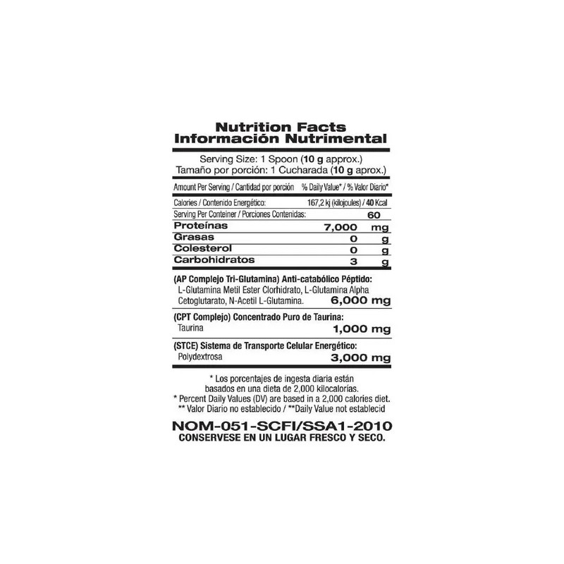 Glutamina Deportiva F&NT L-Glutamina 600g Polvo Natural