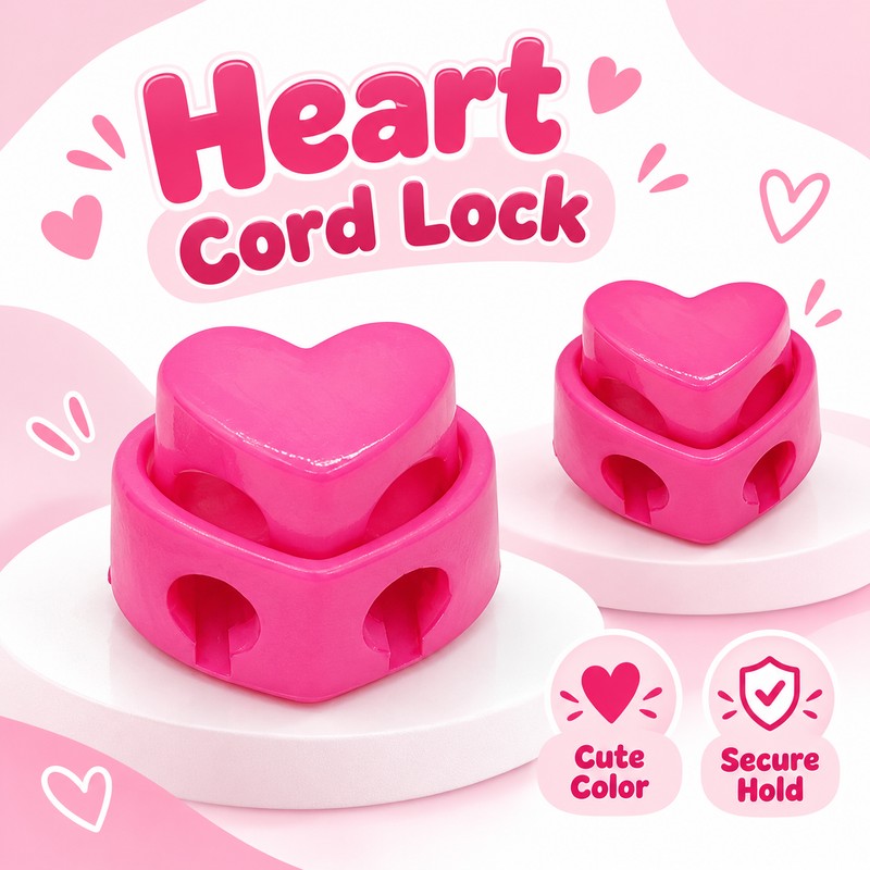 5-Piece Heart-Shaped Knitting Needle Stoppers – Double-Hole Spring Cord Locks