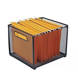 SETTFRFE Organizador de Carpetas Colgantes de Tamaño Carta, Caja de Archivos Colgantes de Malla Metálica, Cestas de Archivos de Oficina, Negro