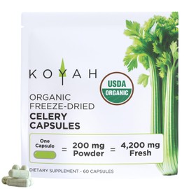 KOYAH KOYAH Organic Celery Capsules C Freeze-Dried Whole Celery C 200 mg Powder per Capsule (Equals 4,200 mg Fresh Celery)