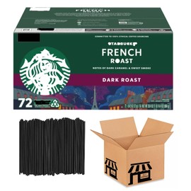 French Roast Dark Roast K' Cup Coffee Brewers Coffee Pods 72 Count (Packaging May Vary) KLJ Stirrers Included Value Box By StarBuc'ks