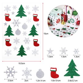 KESOTE 5 Sheets Christmas Glitter Stickers, Self-Adhesive Holiday Stickers for Handicrafts Christmas Decoration