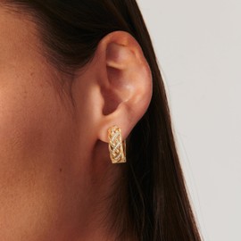 LADYGD Hoop Earrings for Women Trendy 14K Gold Plated Cubic Zirconia Paved Braided Chunky Hoop Earrings Thick Hypoallergenic Gold Jewelry Gifts