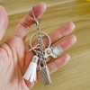 Meimimix Hairdresser Hair Dryer Scissor Comb Keychain with Tassel Diamond