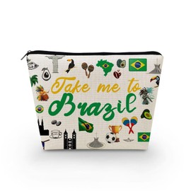 Livel lhood Take Me To Brazil Makeup Bag Cute Small Canvas Organizer Zipper Pouch Take Me To Brazil Cosmetic Bag Travel Present for Women Friends, asnz17107