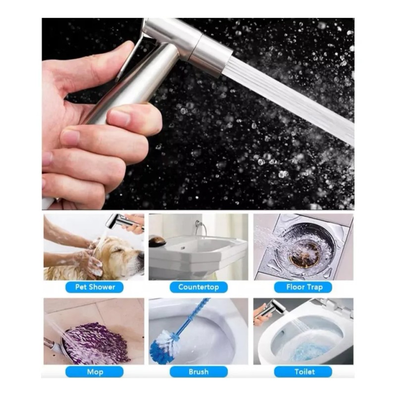 Kit Grifo Rociador Bidé De Mano Inodoro P/ Higiene Personal