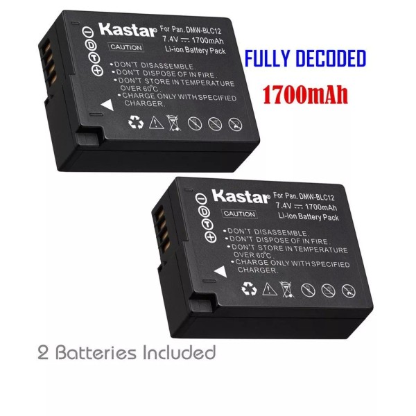 For Panasonic 2x Kastar Battery for Panasonic Lumix DMW-BLC12 DMC-FZ200