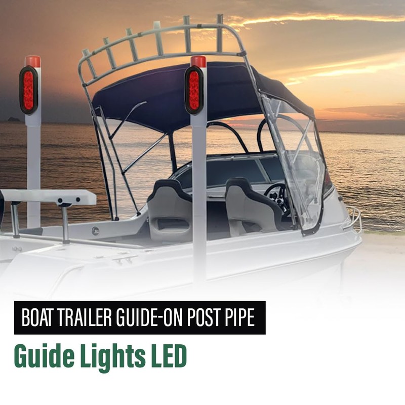 LQI LED Boat Trailer Guide-On Post Pipe Guide Lights Fit