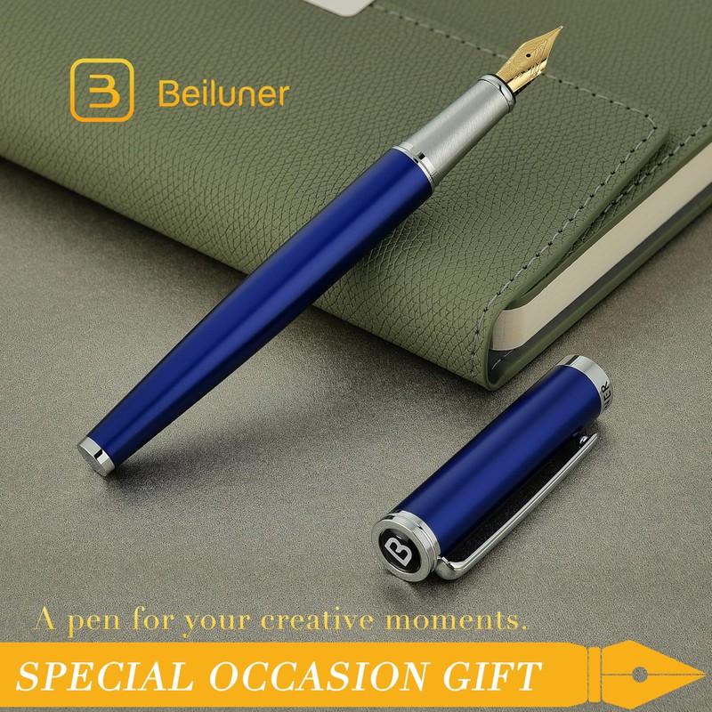BEILUNER Luxury Fountain Pen Set,Solid 24K Gilded Fine Nib, Modern