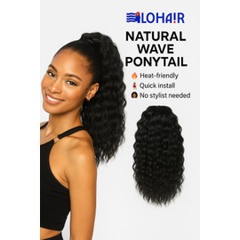ALOHA!ʳ Natural Wave Drawstring Ponytail – Curly Hair Extension for Black Women – Heat-Resistant, Lightweight, Easy Install – Natural Look with Island Vibe