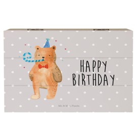 Mr. & Mrs. Panda 19 x 12 cm Holzkiste Bär Geburtstag - Geschenk, Schatzkiste, Geschenkbox, Alles Gute, Teddybär, Schatulle, Happy Birthday, XXL,