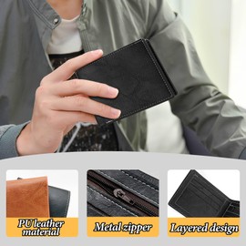WisePoint Bifold Wallets, PU Leather Slim Wallet Credit Card Wallet for Men and Boys, Lightweight Men's Wallet Thin Wallet for Work, Shopping, Travel (black)