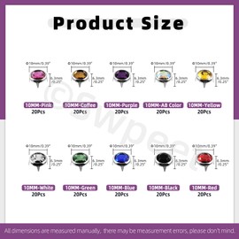 Swpeet 200Pcs 10 Colors 10MM 4 Claw Rhinestone Nailhead Rhinestone Stud Embellishments Assortment Kit, Crystal Claw Beads Nailhead Refills Claw for DIY Leather Crafts Repairs Decorate Clothes