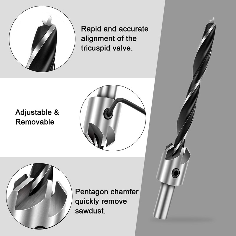 VZXZXE Drill Bit with Countersink 3 4 5 6 7