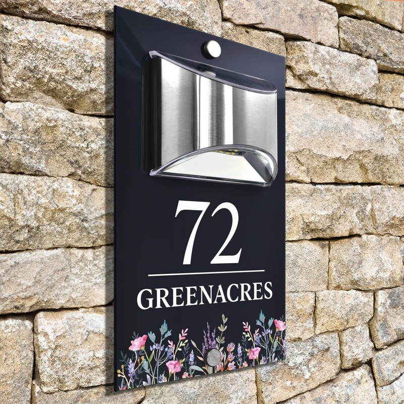 Custom Signs Solar Illuminated Modern Anthracite House Number Sign 24cm