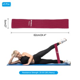 PATIKIL Fabric Resistance Bands Heavy, 5 Pack Elastic Exercise Bands for Women and Men, Booty Legs Workout Bands for Working Out Fitness Pilates, Dark Fuchsia