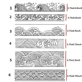 Arrietty Chinese Japanese Retro Style Ocean Waves Borders Lines Clouds Stamps Scrapbook DIY Photo Album Cards Rubber Stamp Clear Stamps Transparent Stamp …