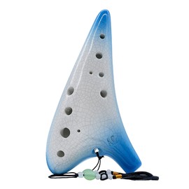 Zetong Legend of Zelda Ocarina 12 Hole Alto C with Textbook and Protective Bag, Perfect for Beginners and Professional Performance (Crack Gradient Blue)