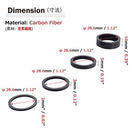 Azarxis Headset Spacer 28.6mm Stem Spacer Bicycle Column Spacer Washer 2mm 3mm 5mm 10mm Cross Bike Road Bike Mountain Bike (12 pcs - Set 2 (Carbon))