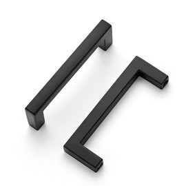 Ravinte 10 Pack Solid Kitchen Cabinet Handles Matte Black Cabinet Pulls Slim Drawer Pulls with 3 Inch Hole Center Square Bar Kitchen Cabinet Hardware