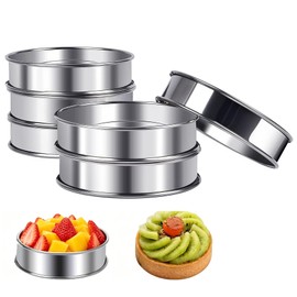 6 Pcs Stainless Steel Baking Rings – 8.5cm Round Crumpet Molds for Muffins, Eggs, English Muffins & Desserts, Dishwasher Safe, Stackable Pastry Rings for Home Kitchen