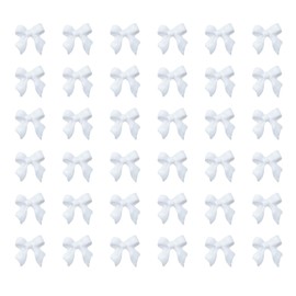 Ruwado 100 Pcs Bow Nails Charms Small 3D 1.1 x 1.1 cm Flatback Acrylic Resin Rhinestones Bowknot Charms for Women DIY Manicure Nail Decoration (White)