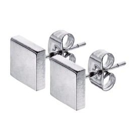 SMYKKO Aurinko Silea Stud Earrings Stainless Steel Women Ladies Girls Steel Earring Square Square, Stainless Steel