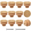 ANPHSIN 12 Pack Boho Rattan Dresser Knobs- Durable Beech Wood